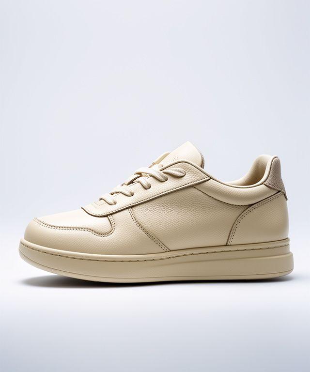 Naskh-Sneaker aus hellem Leder mit modernem Profil und feinen Nahtdetails